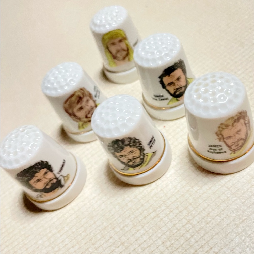 Vintage Men of the Bible Porcelain Thimble Collection Set of 6